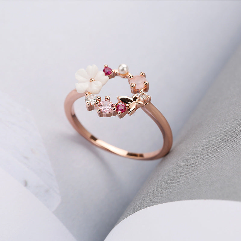 Butterfly flower ring