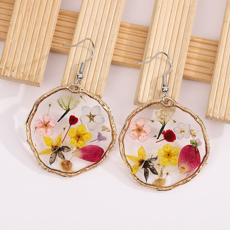 Gold Dried Flower Earrings