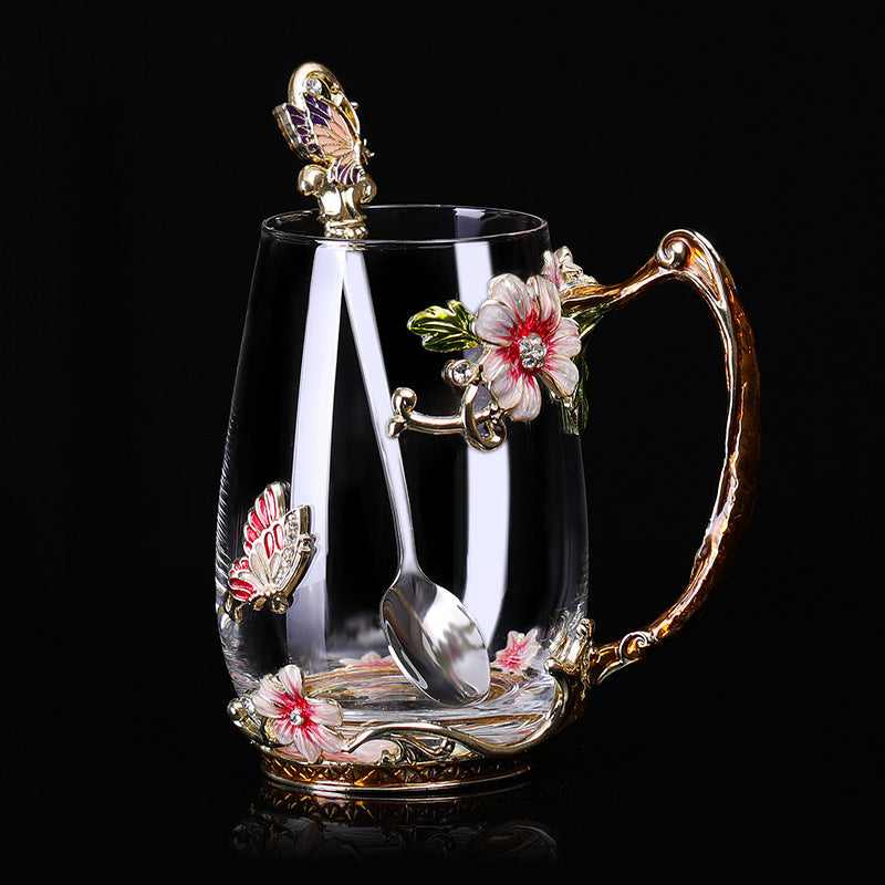 Flower Tea Cup With Lid Gift Cup