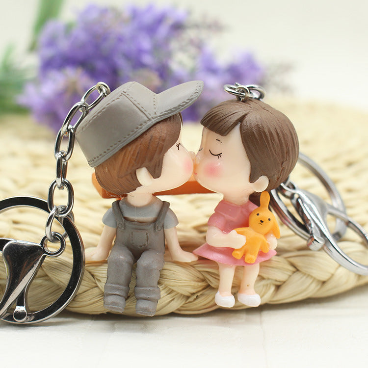 Cute cartoon doll couple keychain