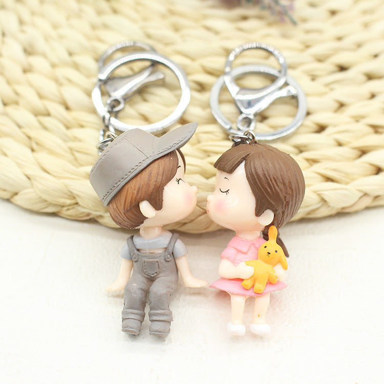Cute cartoon doll couple keychain