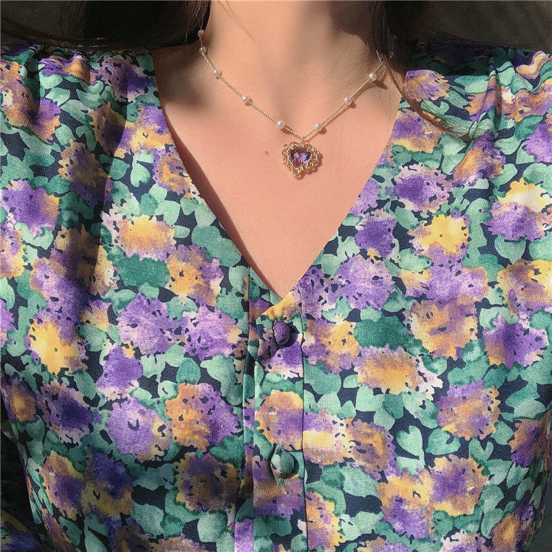 Vintage purple heart necklace