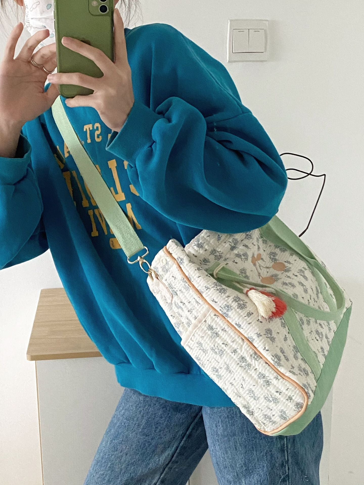 Floral Cherry Embroidered Bag