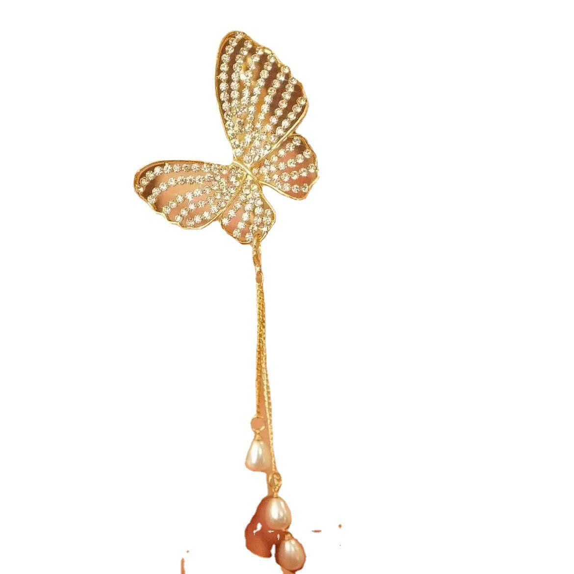 Butterfly Diamond Tassel Horsetail Hair Clip