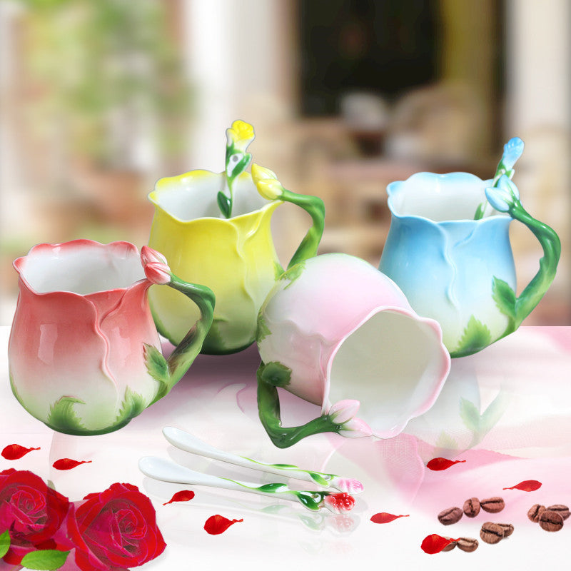 Flower Ceramic Rose Cup