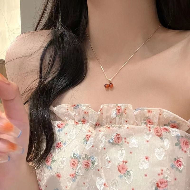Red Cherry Garnet Necklace