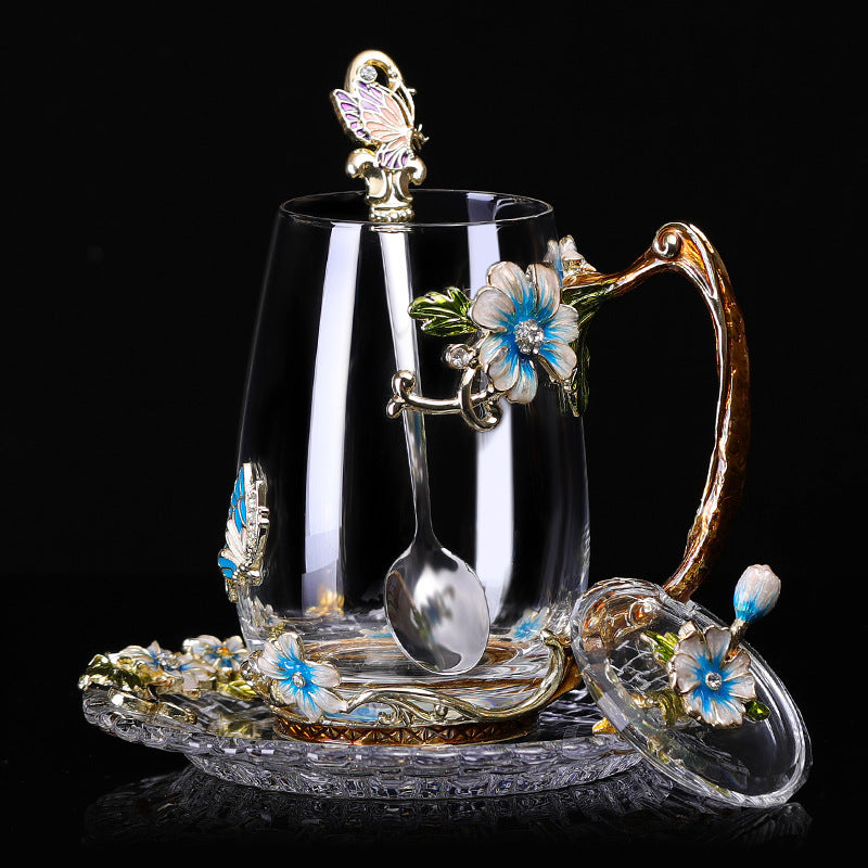 Flower Tea Cup With Lid Gift Cup