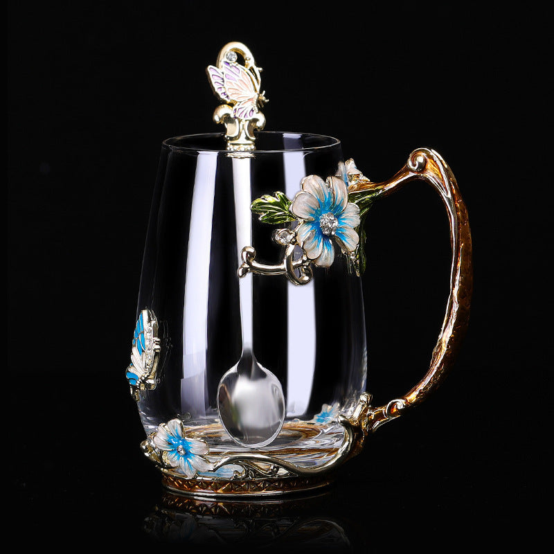 Flower Tea Cup With Lid Gift Cup