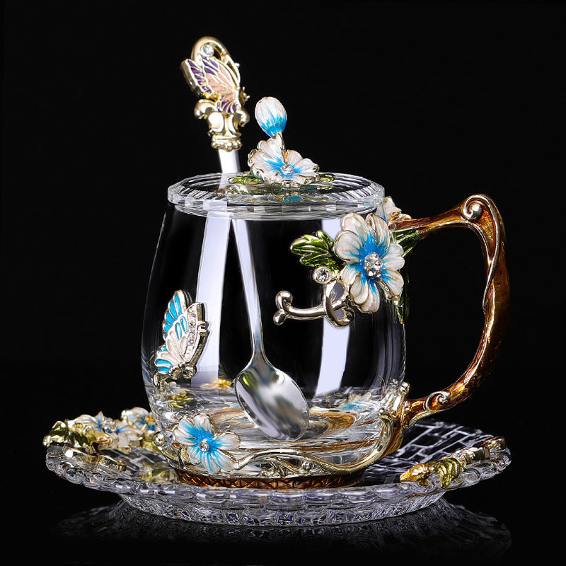 Flower Tea Cup With Lid Gift Cup