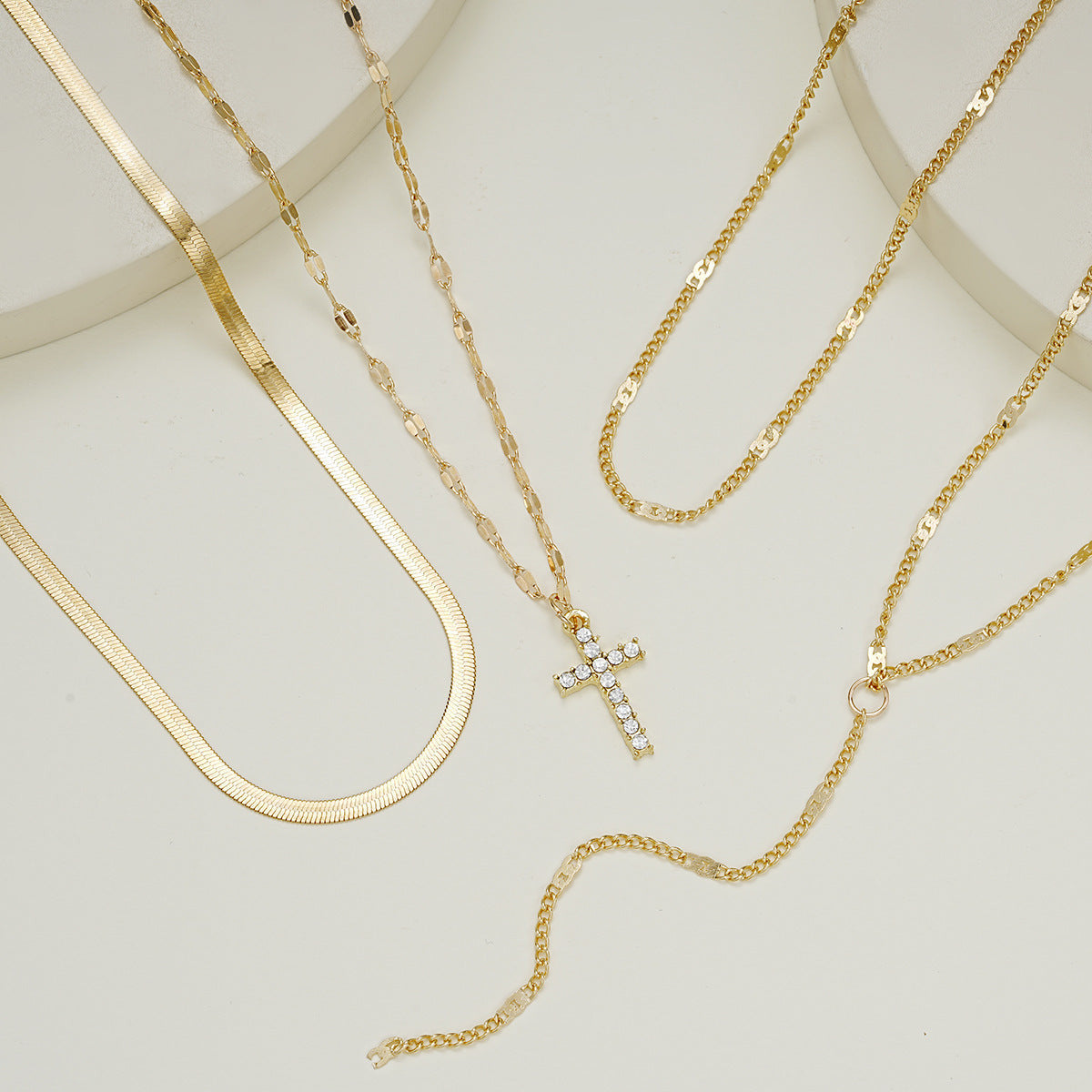 Fashion Special-interest Vintage Cross Pendant Clavicle Chain Multi-layer