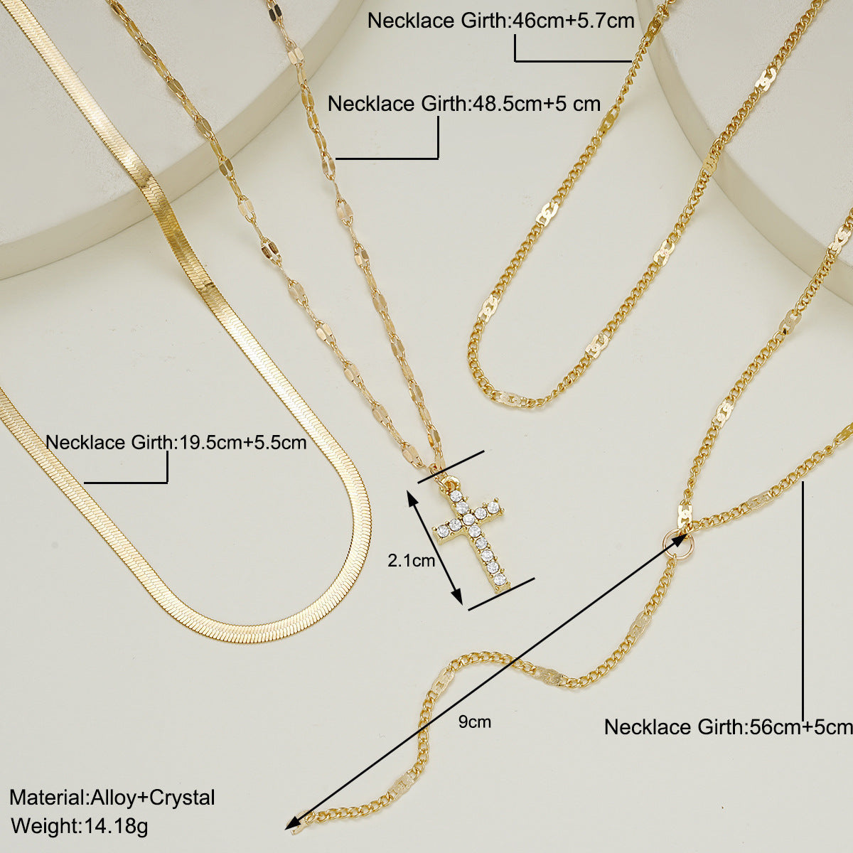 Fashion Special-interest Vintage Cross Pendant Clavicle Chain Multi-layer