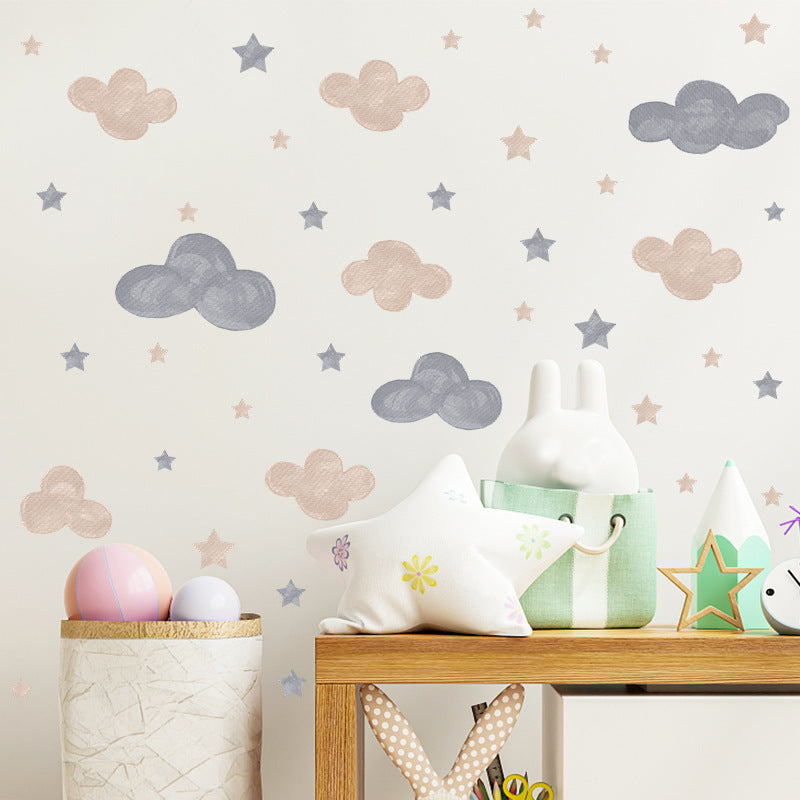 Watercolor Clouds Stars Kids Decorative Wall Sticker
