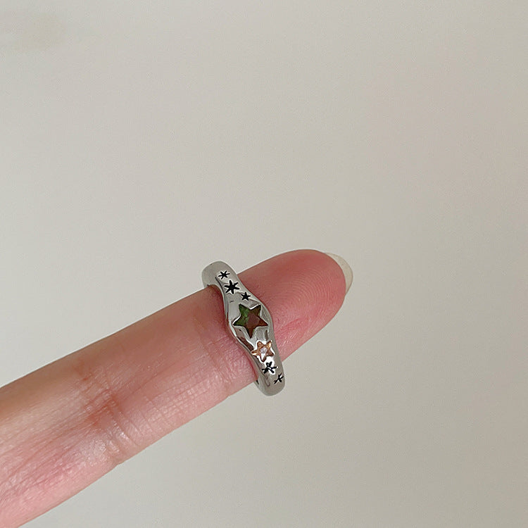 Fashion Color Heart-shaped Zircon Ring