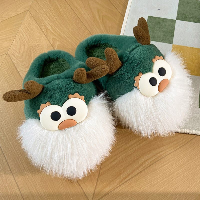 Cute Cartoon Christmas Deer Cotton Shoes Women