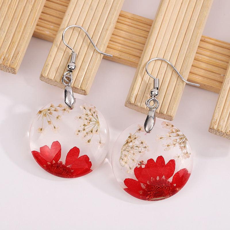 Gold Dried Flower Earrings