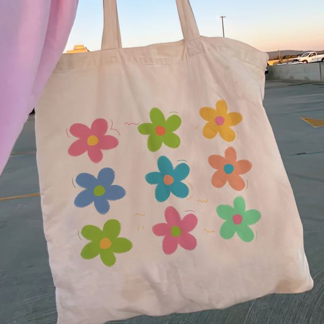 Y2K Floral Canvas Tote Bag