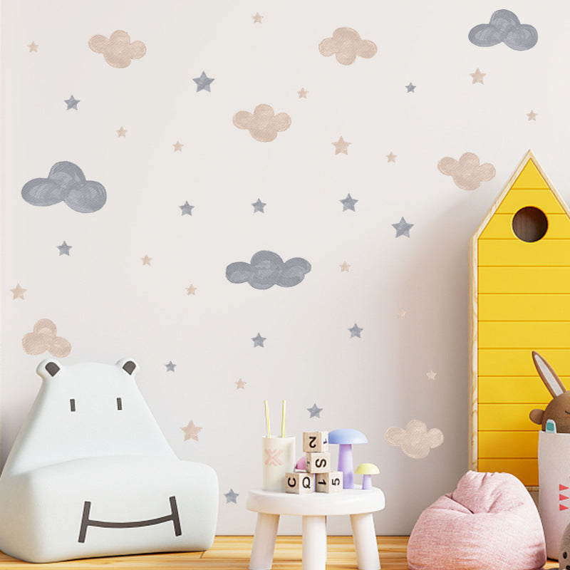 Watercolor Clouds Stars Kids Decorative Wall Sticker