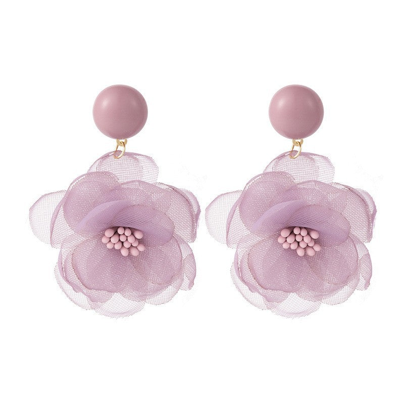 Women's Purple Flower Earrings