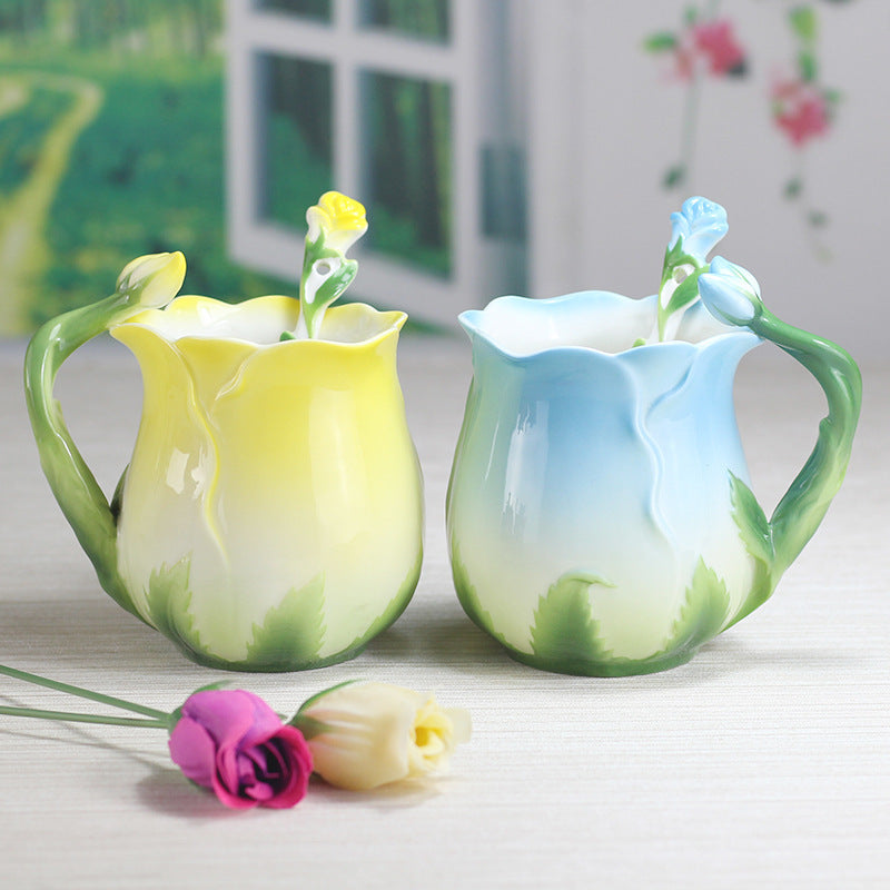 Flower Ceramic Rose Cup