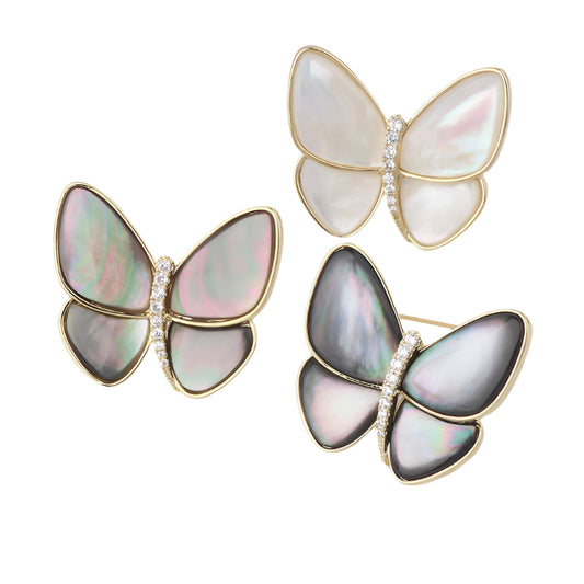 Temperament Butterfly Zircon Senior Natural Shell Brooch Women