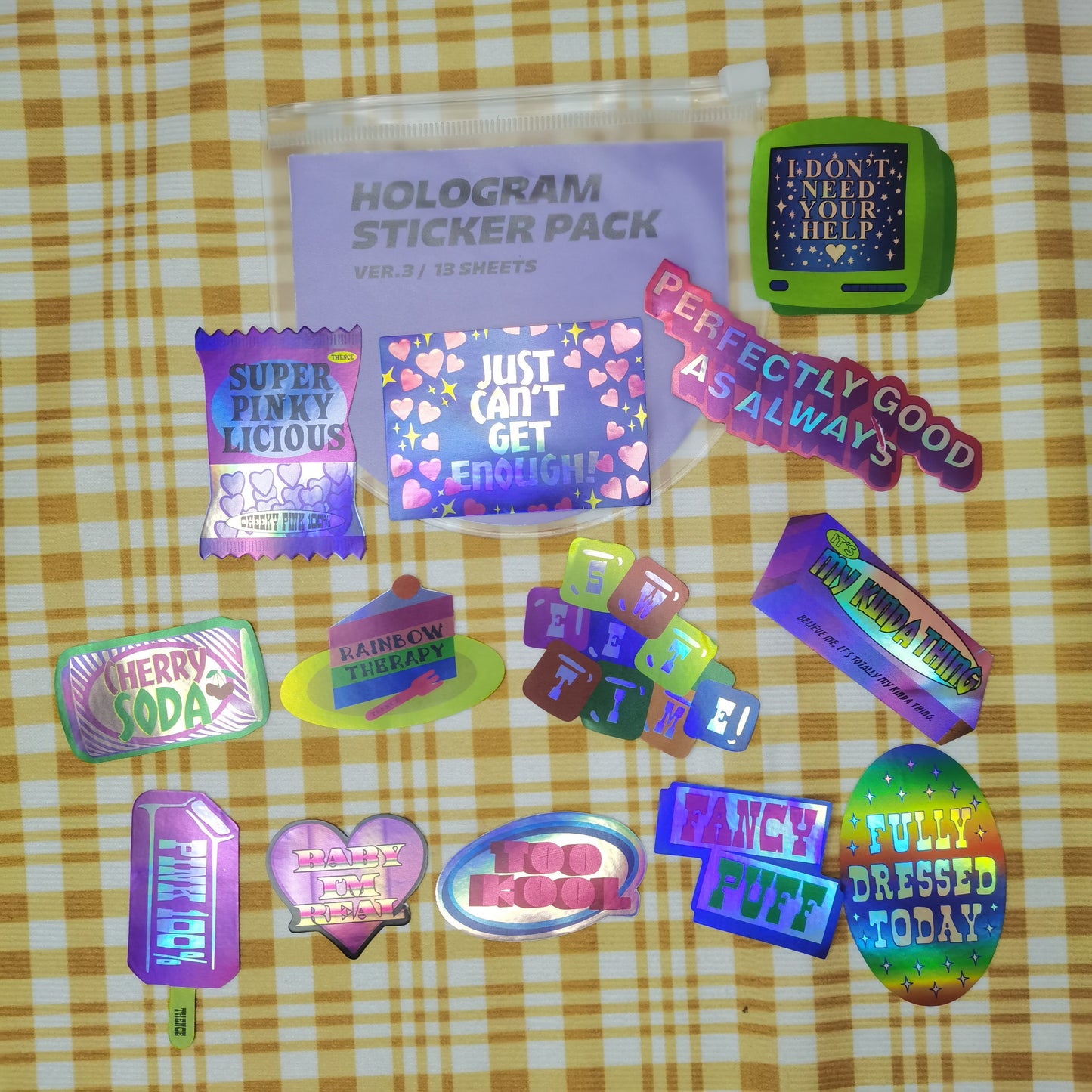 90s Retro Laser Vaporwave Y2K Waterproof Sticker