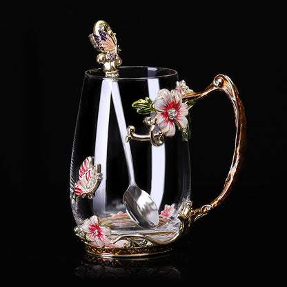 Flower Tea Cup With Lid Gift Cup