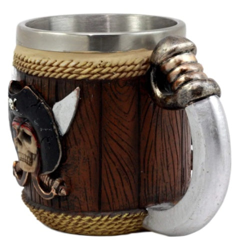 One Piece Style Pirate Skull Mug – 3D Sword Handle Beer Glass Stainless Steel