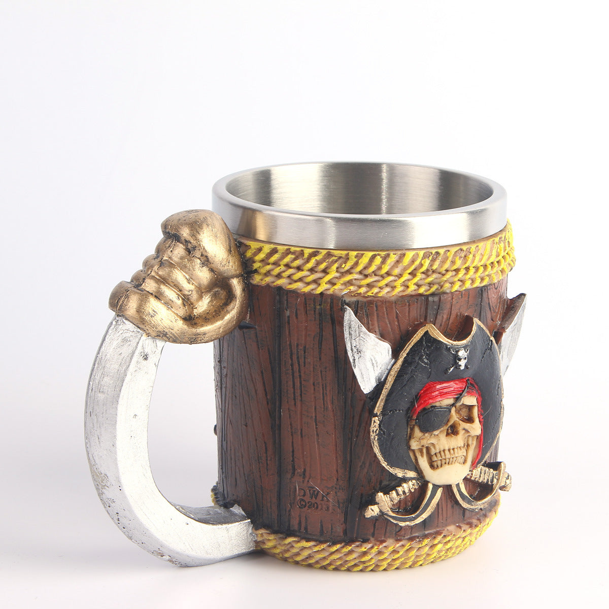 One Piece Style Pirate Skull Mug – 3D Sword Handle Beer Glass Stainless Steel