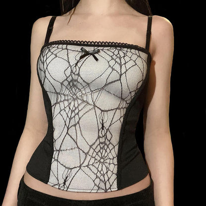 Spider Web Tank Tops  Kawaii Tank Tops Gothic  aesthetic Tank Tops y2k  Tops