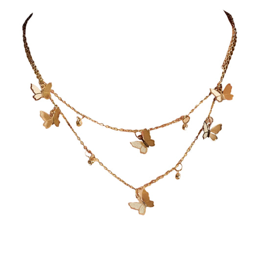 Double Layer Butterfly Necklace