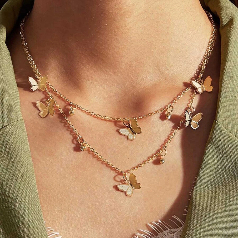 Double Layer Butterfly Necklace