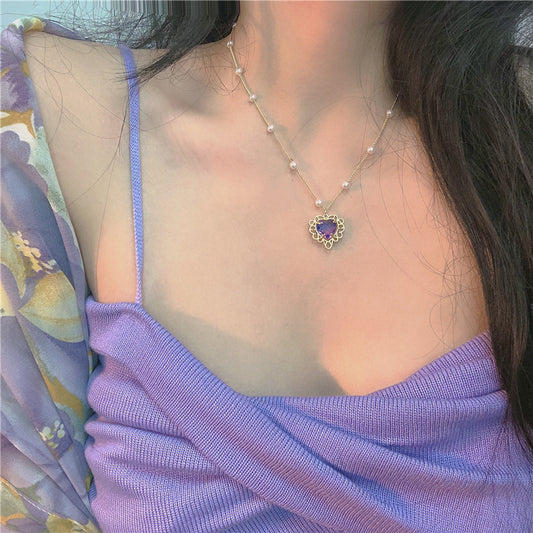 Vintage purple heart necklace