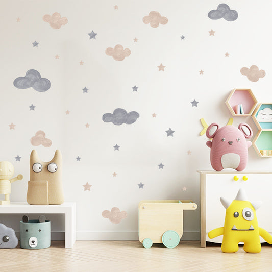 Watercolor Clouds Stars Kids Decorative Wall Sticker