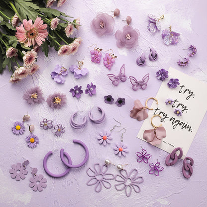 Women's Purple Flower Earrings