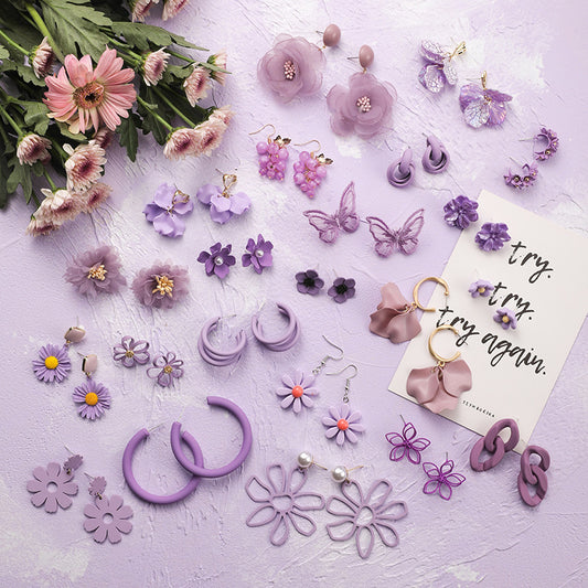 Women's Purple Flower Earrings
