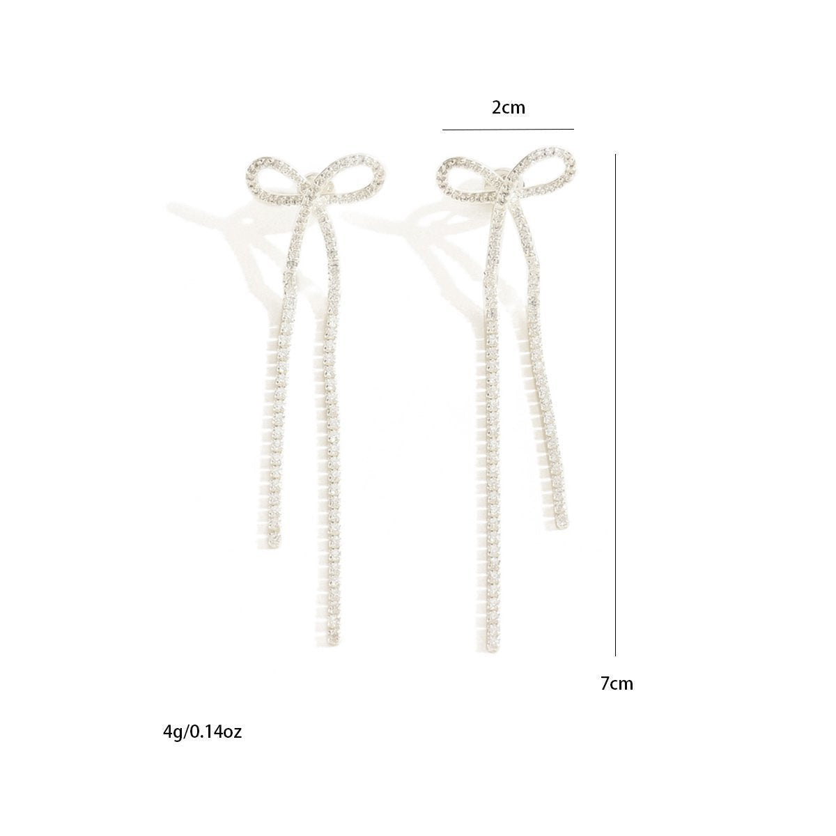 Women's Bridal Silver Bow Rhinestone Women's Pendant Earrings