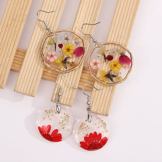 Gold Dried Flower Earrings