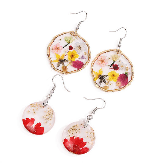 Gold Dried Flower Earrings
