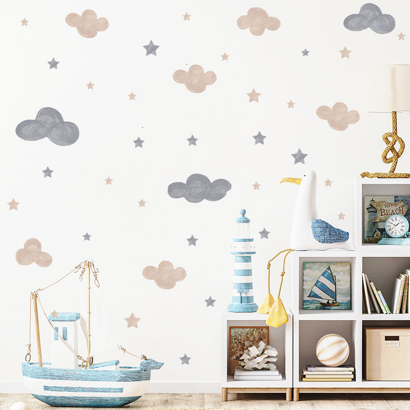 Watercolor Clouds Stars Kids Decorative Wall Sticker