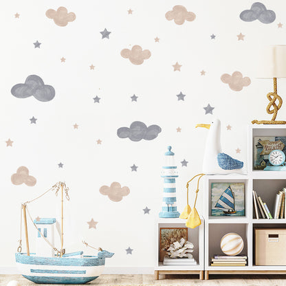 Watercolor Clouds Stars Kids Decorative Wall Sticker
