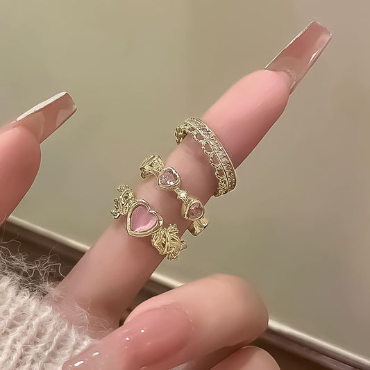 Love Heart Ring Set Of 3