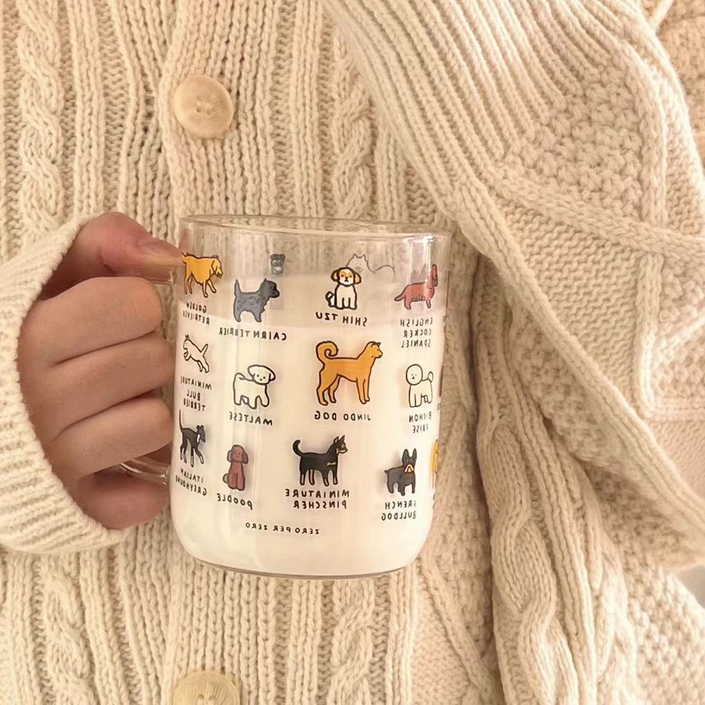 Creative Illustration Cute Pet Cat/Dog Glass