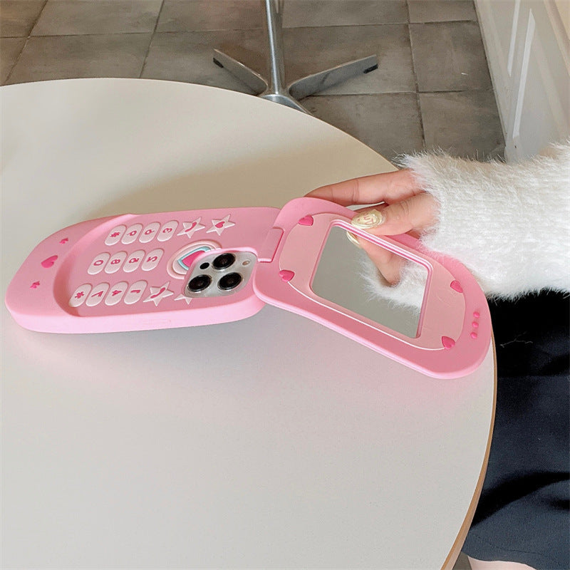 Flip Phone Shape Mirror iPhone Case