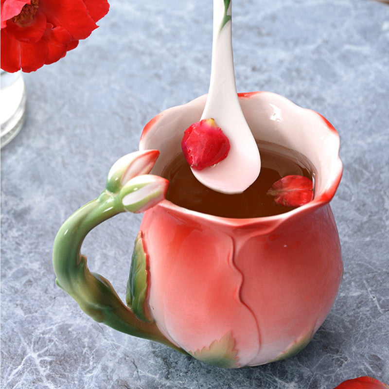 Flower Ceramic Rose Cup