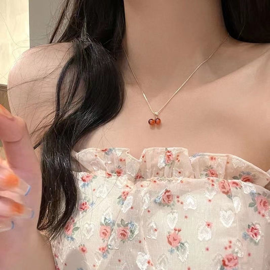 Red Cherry Garnet Necklace