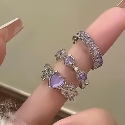 Love Heart Ring Set Of 3