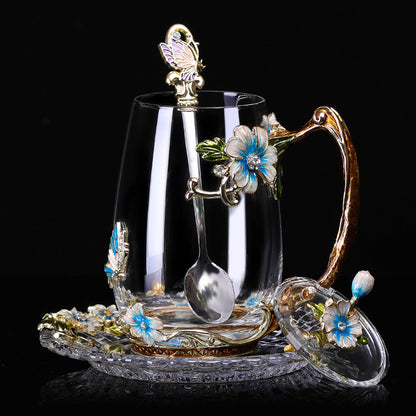 Flower Tea Cup With Lid Gift Cup