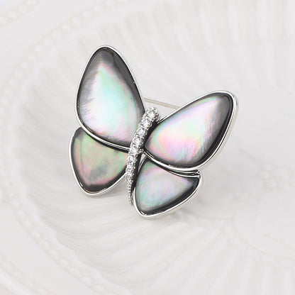 Temperament Butterfly Zircon Senior Natural Shell Brooch Women