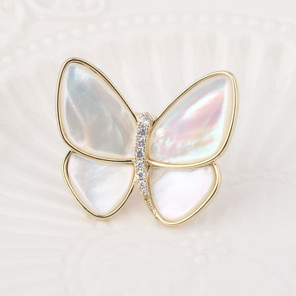 Temperament Butterfly Zircon Senior Natural Shell Brooch Women