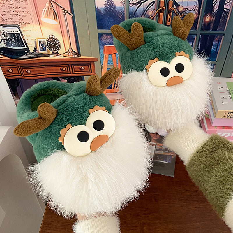 Cute Cartoon Christmas Deer Cotton Shoes Women
